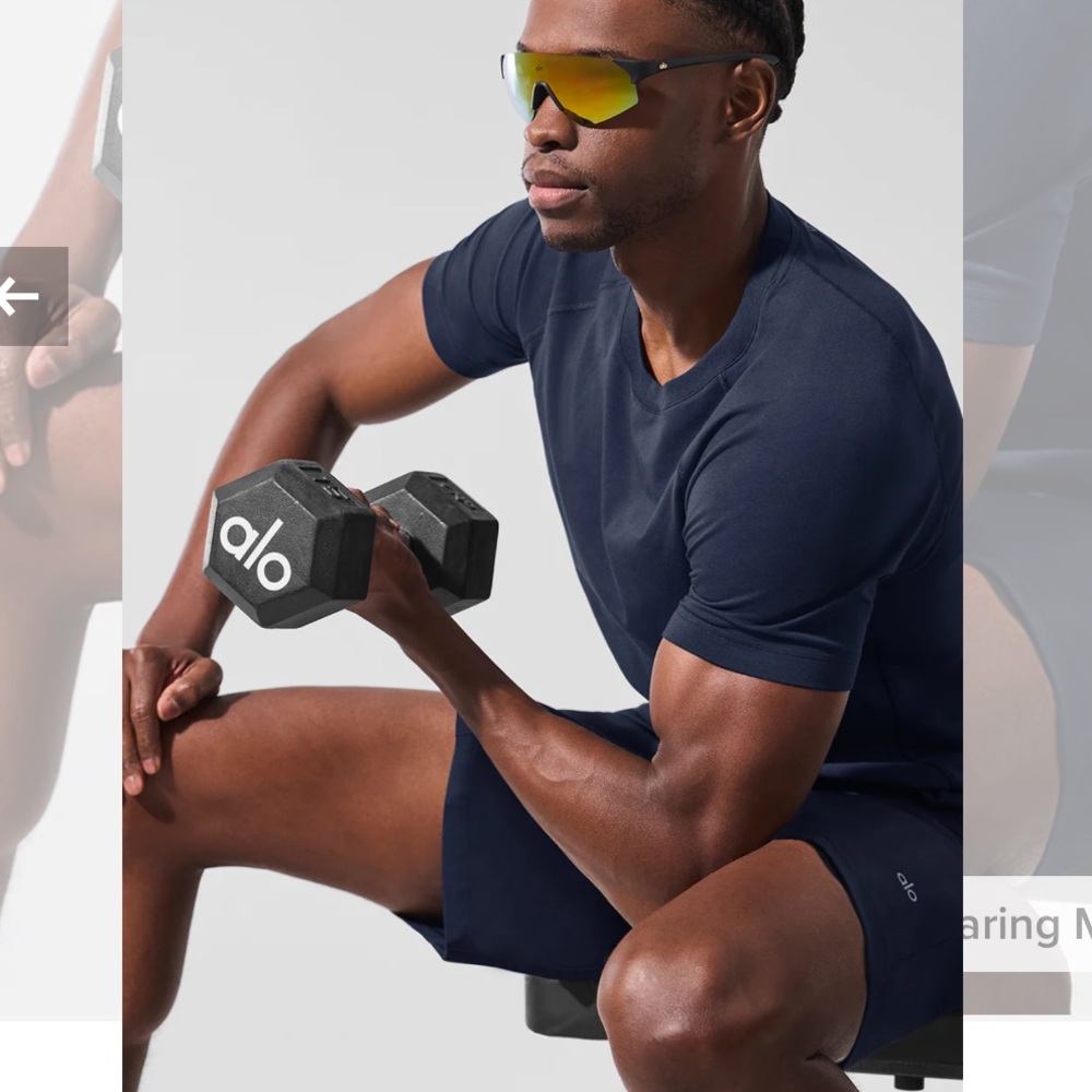 ALO Yoga Navy Blue Short Sleeve Tee